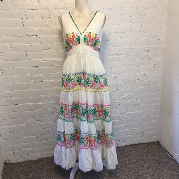 Boden Dresses & Skirts - Boden Serena cotton tie neck maxi dress island print size 8 uk 12